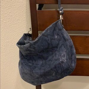 Banana Republic Blue Snake print leather hobo